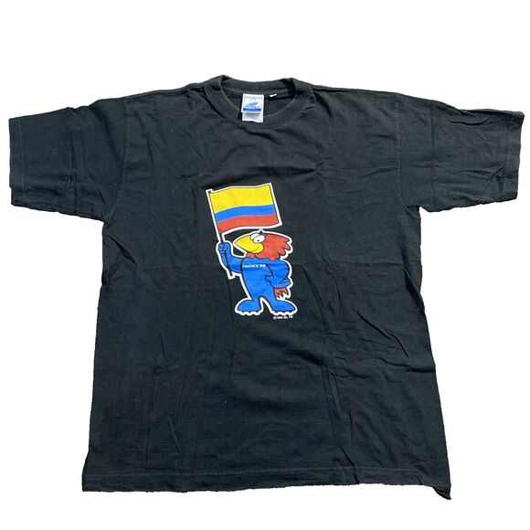 Vintage Team Colombia 1998 World Cup T-shirt France 98 Large Black Soccer 90s - Picture 1 of 9